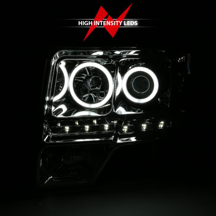ANZO - 2009-2014 FORD F150 PROJECTOR HEADLIGHTS G2 WITH RX HALO CHROME-Headlights-Deviate Dezigns (DV8DZ9)