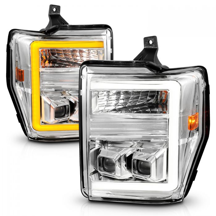 ANZO - 2008-2010 FORD SUPER DUTY SWITCHBACK PLANK STYLE PROJECTOR HEADLIGHTS WITH CHROME HOUSING CLEAR LENS-Headlights-Deviate Dezigns (DV8DZ9)