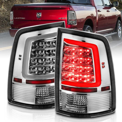 ANZO - 2009-2018 DODGE RAM 1500/2500/3500 LED TAILLIGHTS CHROME CLEAR WITH C LIGHT BAR-Tail Lights-Deviate Dezigns (DV8DZ9)