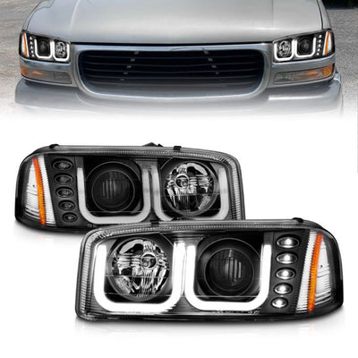 ANZO - 1999-2006 GMC SIERRA 1500/2500/3500 PROJECTOR HEADLIGHT U-BAR BLACK CLEAR-Headlights-Deviate Dezigns (DV8DZ9)