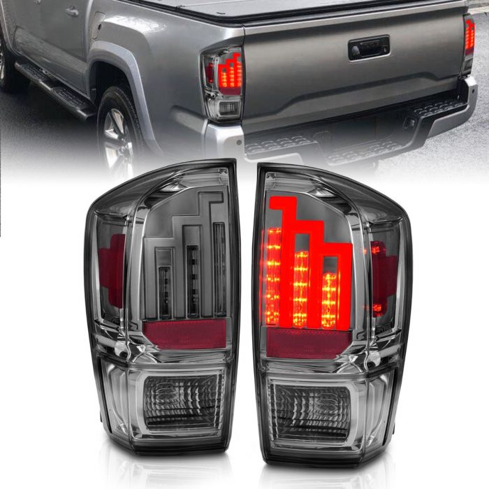 ANZO - 2016-2022 TOYOTA TACOMA FULL LED TAILLIGHTS WITH CHROME HOUSING SMOKE LENS-Tail Lights-Deviate Dezigns (DV8DZ9)