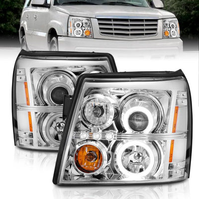 ANZO - 2002-2006 CADILLAC ESCALADE PROJECTOR HEADLIGHTS CHROME WITH RX HALO-Headlights-Deviate Dezigns (DV8DZ9)