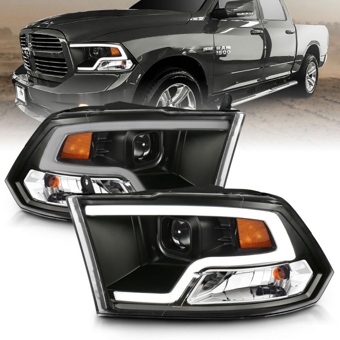 ANZO - 2009-2018 DODGE RAM 1500/2500/3500 PROJECTOR PLANK STYLE HEADLIGHTS BLACK CLEAR AMBER-Headlights-Deviate Dezigns (DV8DZ9)