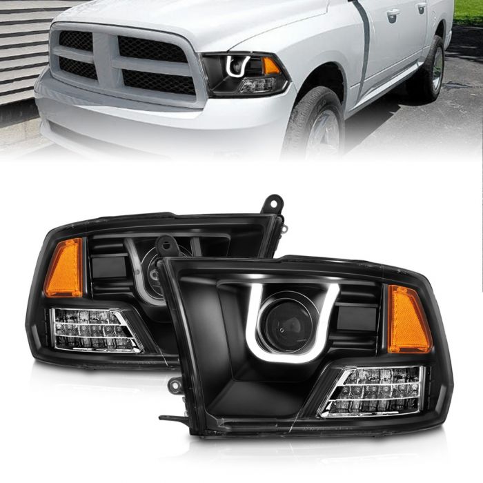 ANZO - 2009-2018 DODGE RAM 1500/2500/3500 PROJECTOR U-BAR HEADLIGHTS BLACK-Headlights-Deviate Dezigns (DV8DZ9)