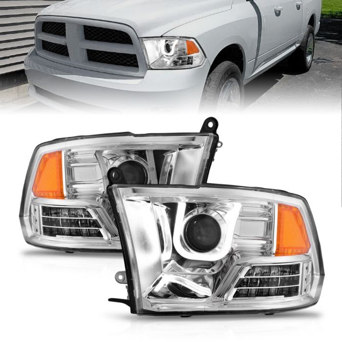 ANZO - 2009-2018 DODGE RAM 1500/2500/3500 PROJECTOR U-BAR HEADLIGHTS CHROME-Headlights-Deviate Dezigns (DV8DZ9)