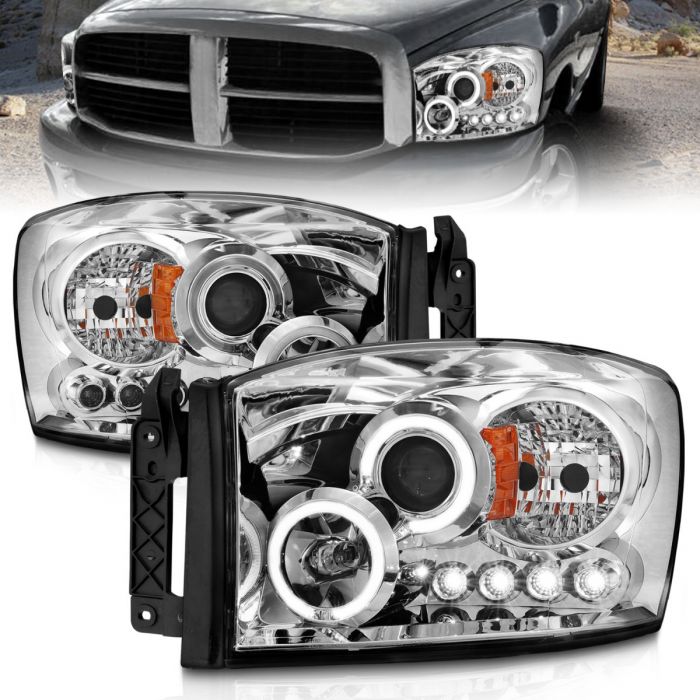 ANZO - 2006-2008 DODGE RAM 1500/2500/3500 PROJECTOR HEADLIGHTS WITH HALOS AND CHROME HOUSING-Headlights-Deviate Dezigns (DV8DZ9)