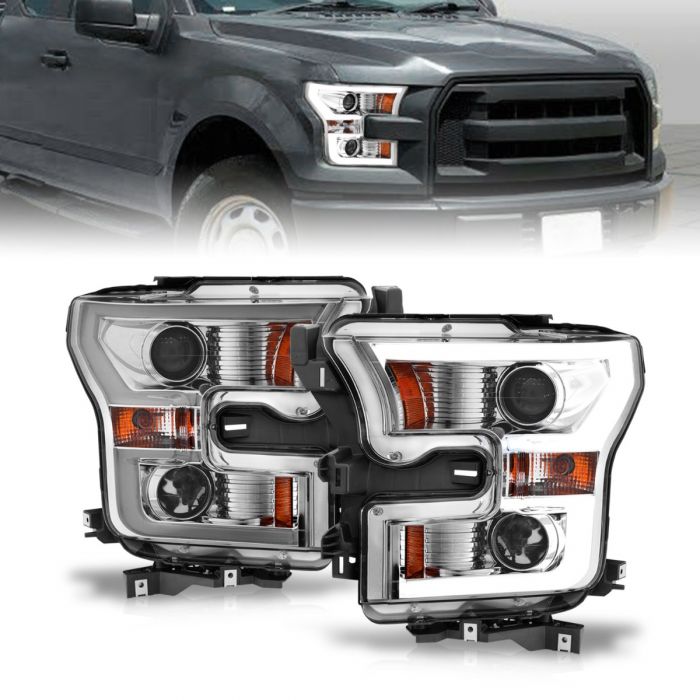 ANZO - 2015-2017 FORD F150 PROJECTOR PLANK STYLE HEADLIGHT CHROME-Headlights-Deviate Dezigns (DV8DZ9)