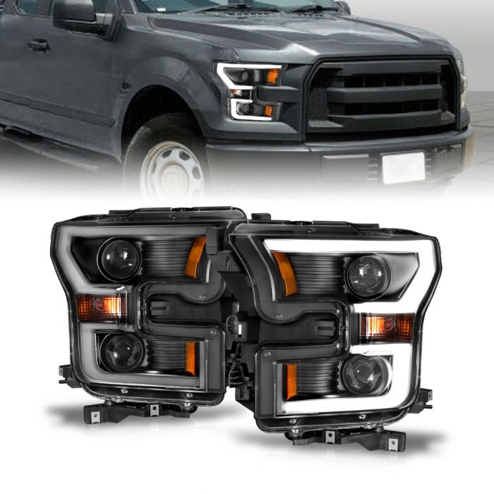 ANZO - 2015-2017 FORD F150 PROJECTOR PLANK STYLE HEADLIGHT BLACK-Headlights-Deviate Dezigns (DV8DZ9)