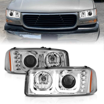 ANZO - 1999-2006 GMC SIERRA 1500/2500/3500 PROJECTOR HEADLIGHT U-BAR CHROME-Headlights-Deviate Dezigns (DV8DZ9)