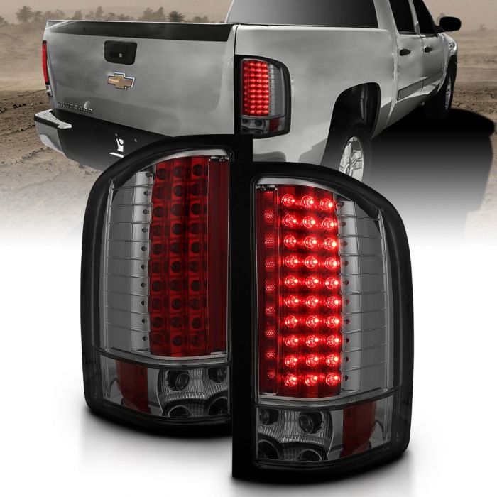 ANZO - 2007-2013 CHEVROLET SILVERADO 1500/2500HD/3500HD LED TAILLIGHTS SMOKE LENS-Tail Lights-Deviate Dezigns (DV8DZ9)