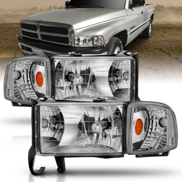 ANZO - 1994-2001 DODGE RAM 1500/2500/3500 CRYSTAL HEADLIGHTS CHROME WITH CORNER LIGHT-Headlights-Deviate Dezigns (DV8DZ9)