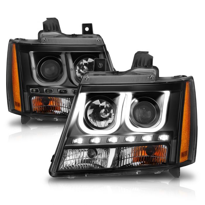 ANZO - 2007-2014 CHEVROLET TAHOE/SUBURBAN PROJECTOR U-BAR HEADLIGHTS BLACK-Headlights-Deviate Dezigns (DV8DZ9)