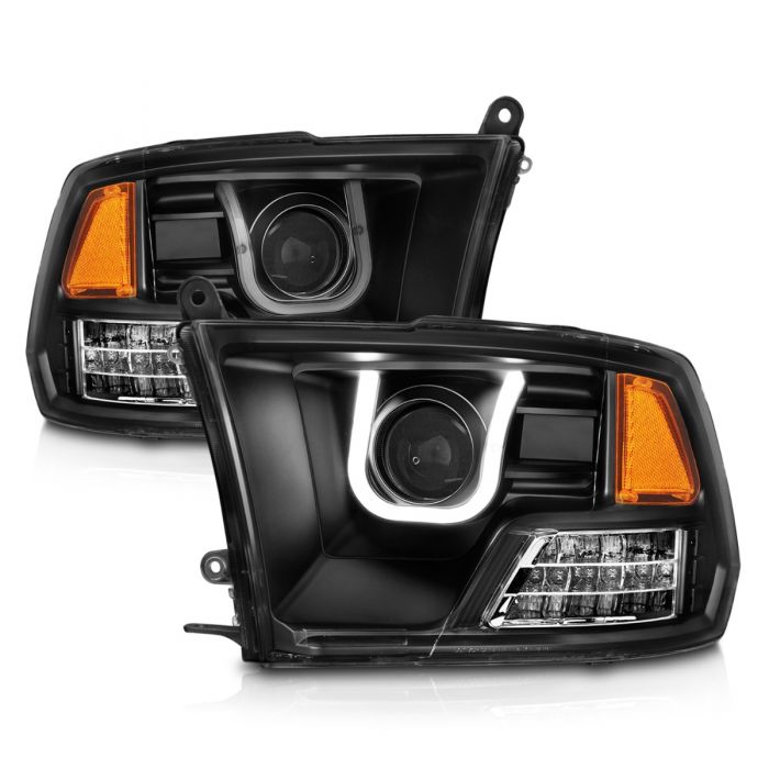 ANZO - 2009-2018 DODGE RAM 1500/2500/3500 PROJECTOR U-BAR HEADLIGHTS BLACK-Headlights-Deviate Dezigns (DV8DZ9)