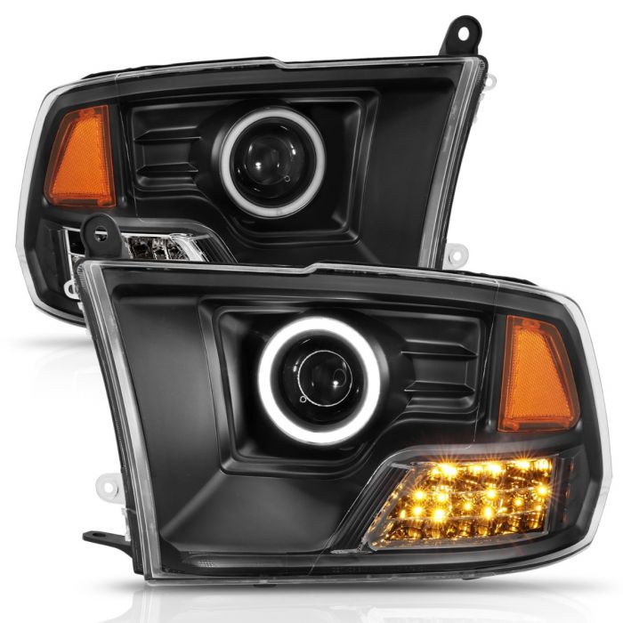 ANZO - 2009-2018 DODGE RAM 1500/2500/3500 PROJECTOR HEADLIGHTS BLACK WITH RX HALO-Headlights-Deviate Dezigns (DV8DZ9)