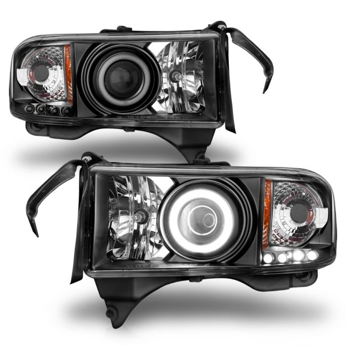 ANZO - 1994-2001 DODGE RAM 1500/2500/3500 PROJECTOR HEADLIGHTS BLACK WITH RX HALO-Headlights-Deviate Dezigns (DV8DZ9)