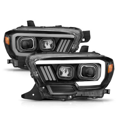 ANZO - 2016-2022 TOYOTA TACOMA PROJECTOR PLANK STYLE HEADLIGHTS BLACK (HALOGEN DRL)-Headlights-Deviate Dezigns (DV8DZ9)