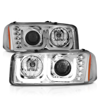 ANZO - 1999-2006 GMC SIERRA 1500/2500/3500 PROJECTOR HEADLIGHT U-BAR CHROME-Headlights-Deviate Dezigns (DV8DZ9)