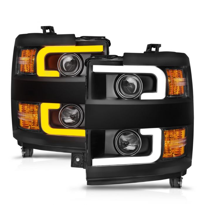 ANZO - 2015-2019 CHEVROLET SILVERADO 2500/3500 PROJECTOR SWITCHBACK HEADLIGHT BLACK-Headlights-Deviate Dezigns (DV8DZ9)