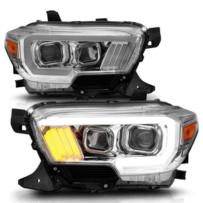 ANZO - 2016-2022 TOYOTA TACOMA PROJECTOR PLANK STYLE HEADLIGHTS CHROME (HALOGEN DRL)-Headlights-Deviate Dezigns (DV8DZ9)