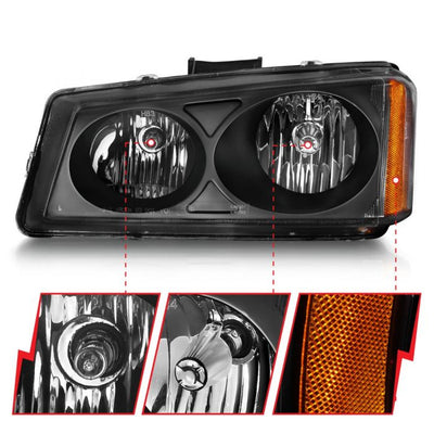 ANZO - 2003-2006 CHEVROLET SILVERADO 1500/2500/3500 CRYSTAL HEADLIGHTS BLACK-Headlights-Deviate Dezigns (DV8DZ9)