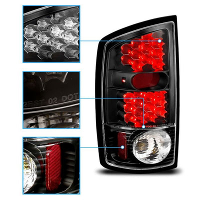 ANZO - 2002-2005 DODGE RAM 1500/2500/3500 LED TAILIGHTS BLACK-Tail Lights-Deviate Dezigns (DV8DZ9)