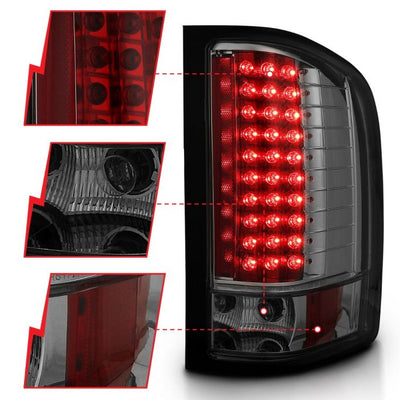 ANZO - 2007-2013 CHEVROLET SILVERADO 1500/2500HD/3500HD LED TAILLIGHTS SMOKE LENS-Tail Lights-Deviate Dezigns (DV8DZ9)