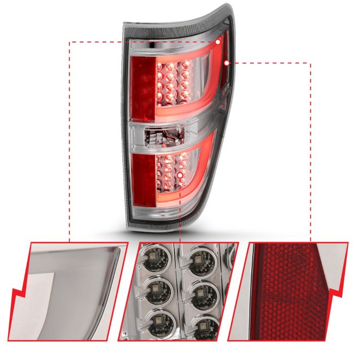 ANZO - 2009-2014 FORD F150 TAILLIGHTS G2 CHROME-Tail Lights-Deviate Dezigns (DV8DZ9)