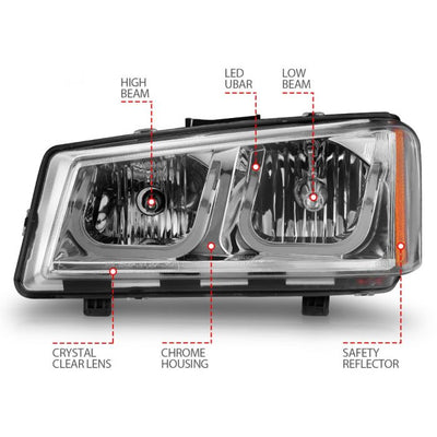 ANZO - 2003-2006 CHEVROLET SILVERADO 1500/2500/3500 CRYSTAL U-BAR HEADLIGHTS CHROME-Headlights-Deviate Dezigns (DV8DZ9)