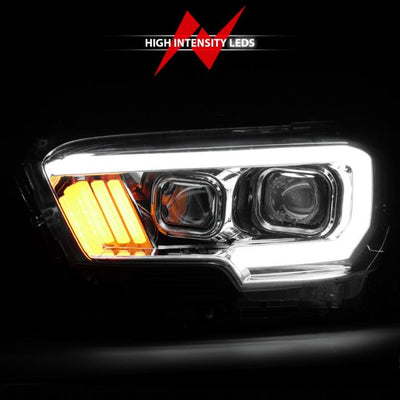 ANZO - 2016-2022 TOYOTA TACOMA PROJECTOR PLANK STYLE HEADLIGHTS CHROME (HALOGEN DRL)-Headlights-Deviate Dezigns (DV8DZ9)