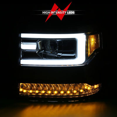 ANZO - 2016-2018 CHEVROLET SILVERADO 1500 FULL LED PROJECTOR PLANK STYLE HEADLIGHTS CHROME WITH SEQUENTIAL TURN SIGNAL-Headlights-Deviate Dezigns (DV8DZ9)