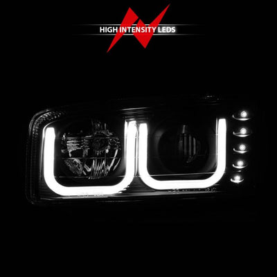 ANZO - 1999-2006 GMC SIERRA 1500/2500/3500 PROJECTOR HEADLIGHT U-BAR BLACK CLEAR-Headlights-Deviate Dezigns (DV8DZ9)