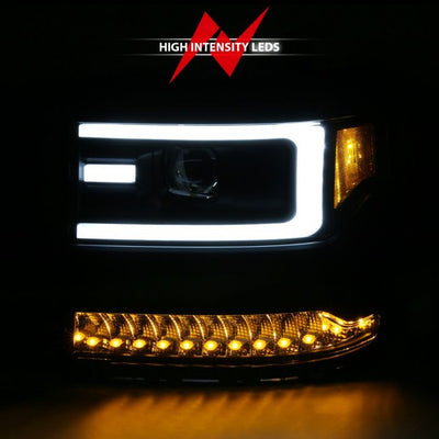 ANZO - 2016-2018 CHEVROLET SILVERADO 1500 PROJECTOR PLANK STYLE HEADLIGHTS BLACK WITH SEQUENTIAL TURN SIGNAL-Headlights-Deviate Dezigns (DV8DZ9)