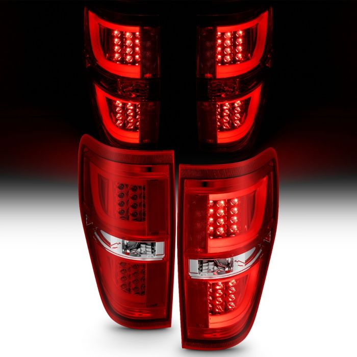 ANZO - 2009-2014 FORD F150 TAILLIGHTS G2 CHROME RED/CLEAR LENS-Tail Lights-Deviate Dezigns (DV8DZ9)