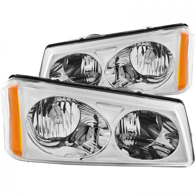 ANZO - 2003-2006 CHEVROLET SILVERADO 1500/2500/3500 CRYSTAL HEADLIGHTS CHROME-Headlights-Deviate Dezigns (DV8DZ9)