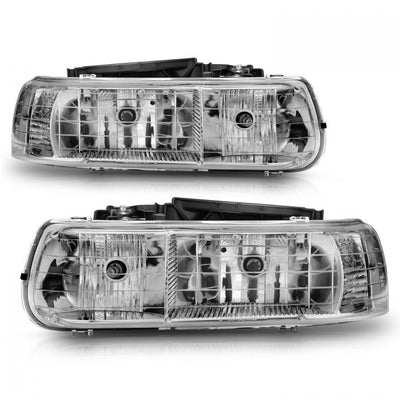 ANZO - 1999-2002 CHEVROLET SILVERADO 1500/2500/3500 CRYSTAL HEADLIGHTS CHROME-Headlights-Deviate Dezigns (DV8DZ9)