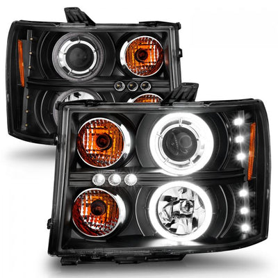 ANZO - 2007-2013 GMC SIERRA 1500/2500HD/3500HD PROJECTOR HEADLIGHT BLACK WITH RX HALO-Headlights-Deviate Dezigns (DV8DZ9)