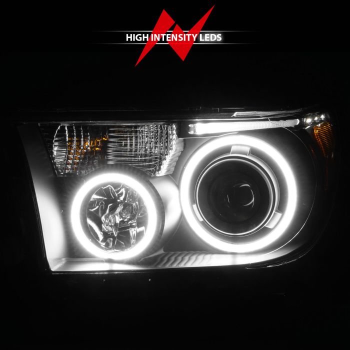 ANZO - 2007-2013 TOYOTA TUNDRA PROJECTOR HEADLIGHTS BLACK WITH RX HALO AND LED BAR-Headlights-Deviate Dezigns (DV8DZ9)