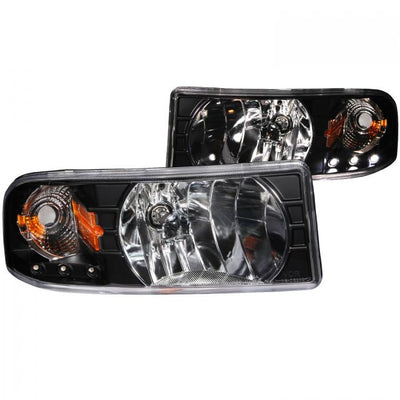 ANZO - 1994-2001 DODGE RAM 1500/2500/3500 CRYSTAL HEADLIGHTS BLACK WITH LED-Headlights-Deviate Dezigns (DV8DZ9)