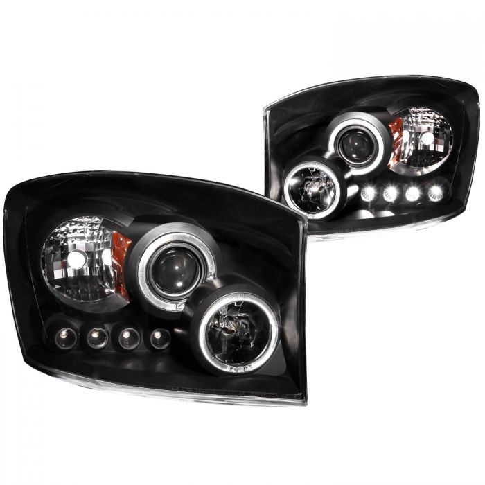 ANZO - 2006-2008 DODGE RAM 1500/2500/3500 PROJECTOR HEADLIGHTS WITH LED HALOS BLACK HOUSING-Headlights-Deviate Dezigns (DV8DZ9)