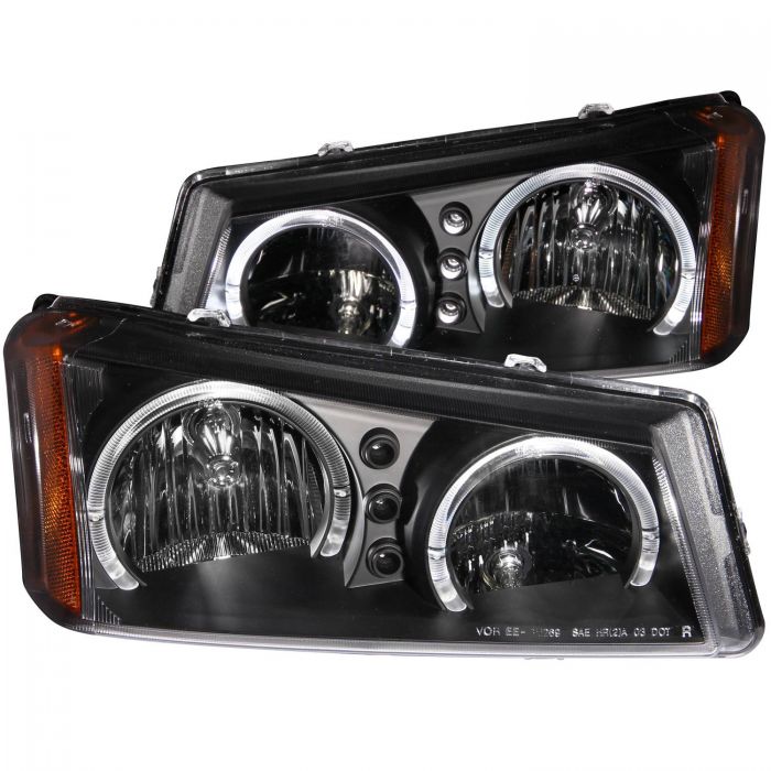 ANZO - 2003-2006 CHEVROLET SILVERADO 1500/2500/3500 CRYSTAL HALO HEADLIGHTS BLACK-Headlights-Deviate Dezigns (DV8DZ9)