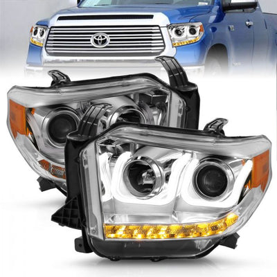 ANZO - 2014-2017 TOYOTA TUNDRA PROJECTOR U-BAR STYLE HEADLIGHTS CHROME-Headlights-Deviate Dezigns (DV8DZ9)