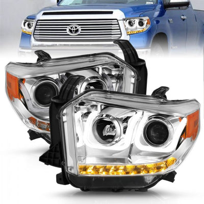 ANZO - 2014-2017 TOYOTA TUNDRA PROJECTOR U-BAR STYLE HEADLIGHTS CHROME-Headlights-Deviate Dezigns (DV8DZ9)