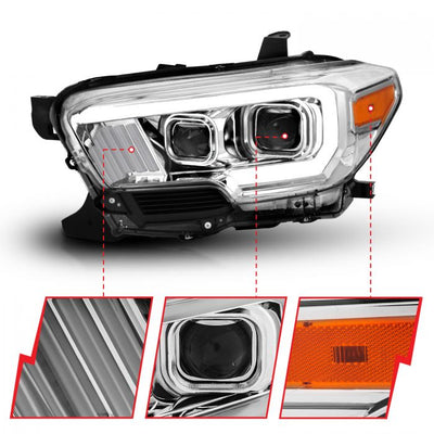 ANZO - 2016-2022 TOYOTA TACOMA PROJECTOR PLANK STYLE HEADLIGHTS CHROME (LED DRL)-Headlights-Deviate Dezigns (DV8DZ9)