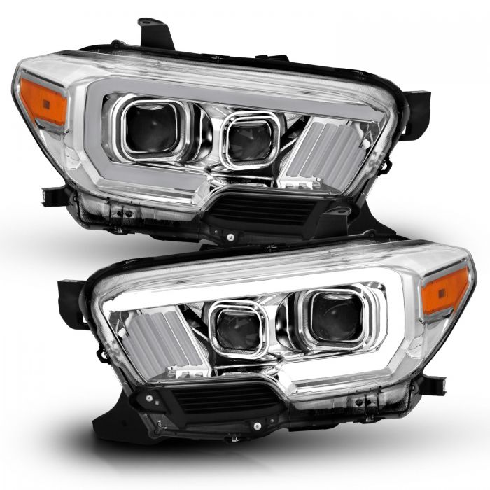 ANZO - 2016-2022 TOYOTA TACOMA PROJECTOR PLANK STYLE HEADLIGHTS CHROME (LED DRL)-Headlights-Deviate Dezigns (DV8DZ9)