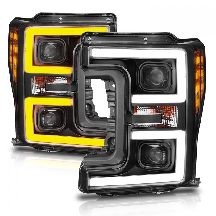 ANZO - 2017-2019 FORD SUPER DUTY PROJECTOR PLANK STYLE SWITCHBACK HEADLIGHT BLACK-Headlights-Deviate Dezigns (DV8DZ9)