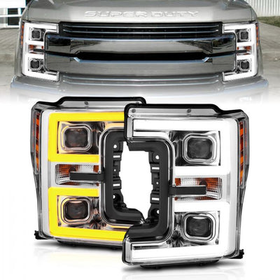 ANZO - 2017-2019 FORD SUPER DUTY PROJECTOR PLANK STYLE SWITCHBACK HEADLIGHT CHROME-Headlights-Deviate Dezigns (DV8DZ9)