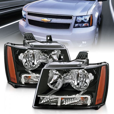 ANZO - 2007-2014 CHEVROLET TAHOE/SUBURBAN CRYSTAL HEADLIGHT BLACK-Headlights-Deviate Dezigns (DV8DZ9)