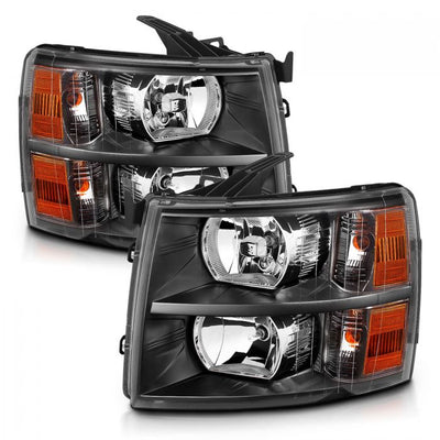 ANZO - 2007-2013 CHEVROLET SILVERADO 1500/2500HD/3500HD CRYSTAL HEADLIGHTS BLACK-Headlights-Deviate Dezigns (DV8DZ9)