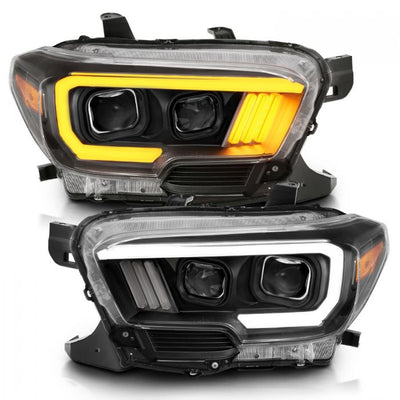 ANZO - 2016-2022 TOYOTA TACOMA PROJECTOR PLANK STYLE SWITCHBACK HEADLIGHTS BLACK AMBER (HALOGEN DRL)-Headlights-Deviate Dezigns (DV8DZ9)