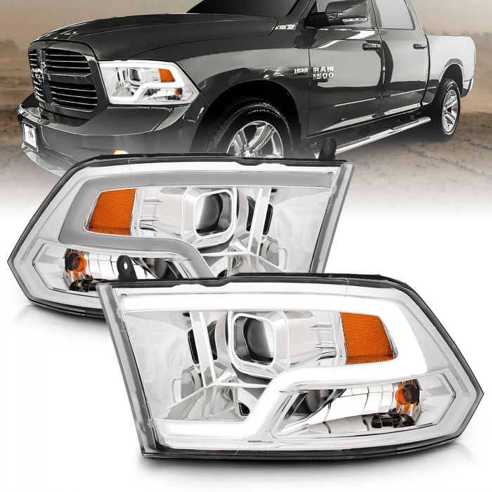 ANZO - 2009-2018 DODGE RAM 1500/2500/3500 PROJECTOR PLANK STYLE HEADLIGHTS CHROME-Headlights-Deviate Dezigns (DV8DZ9)